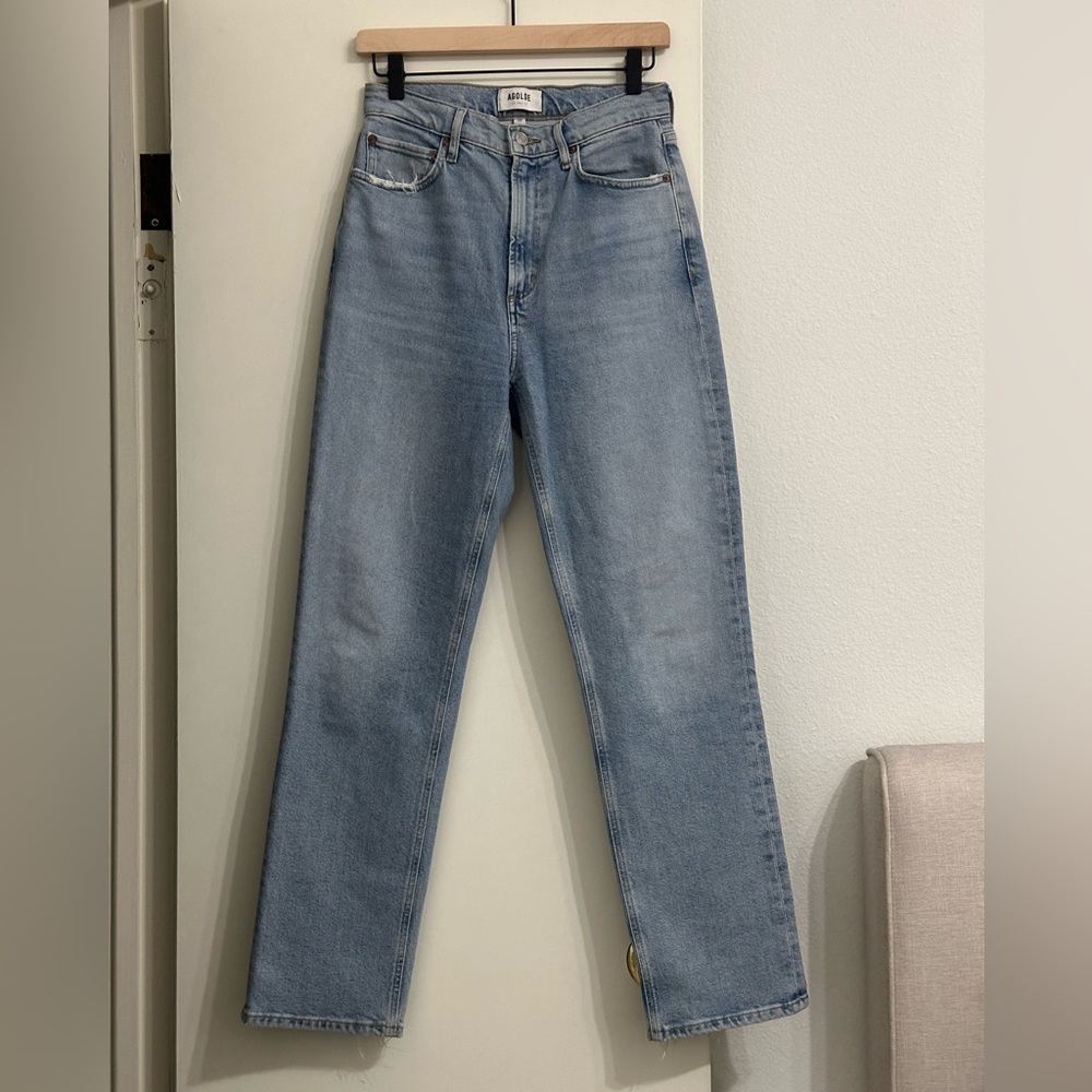 Agolde Blue Straight Leg Jeans High-Rise